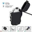 SUPRUS Waterproof 3 Modes of Flashlight Windproof Lighter Dual Arc Electric Rechargeable Dual Arc Plasma Lighters with Survival Emergency Whistle and Lanyard