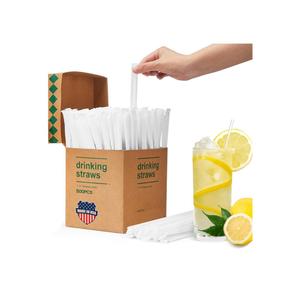 Plastic Straws [500 Pcs-7.8" Long] Individually Wrapped Clear Disposable Drinking Straws - Made in USA - Straight Long Straws for Party, 0.23'' Diameter