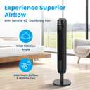 Senville 42" Oscillating Tower Fan for Bedroom, Remote, Bladeless, Quiet, 3 Modes, 7-Hour Timer, LED Display, Black