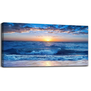 Canvas wall art for living room Blue Ocean Sea sun landscape painting bathroom Wall Decor Ready to Hang for Home Decorations office family bedroom kitchen Works canvas Prints pictures 30" x 60"