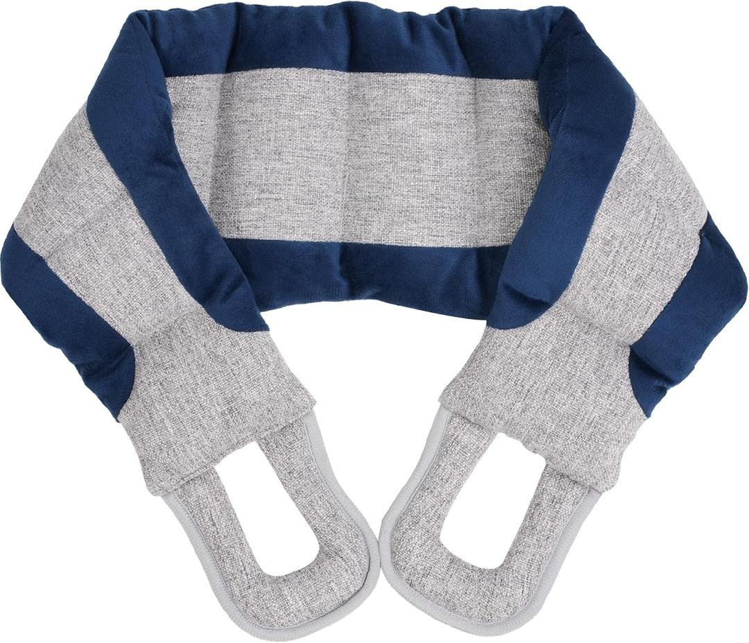 Microwavable Heating Pad for Neck and Shoulders with Handles, Extra Long Weighted Flaxseed Heat Pack, 31.5x5 Inch Microwave Warm Compress Wrap for Pain Relief and Sore Muscles, 2.08 Pounds