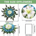 Artificial Cemetery Flowers,Grave Decorations Handcrafted Fake Birthday Flowers Cake,Silk Memorial for Cemetery for Headstones Decoration (Blue)