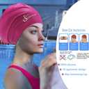 Extra Large Swim Cap for Braids and Dreadlocks Women Men Silicone Swimming Cap for Long Thick Curly Weaves Afro Hair Extensions (Black, Fuchsia)