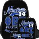 Lightweight Fraternity Backpack Gift Set Paraphernalia Durable 600D Oxford Backpack with Lunch Bag Pencil Case (Blue, One Size)