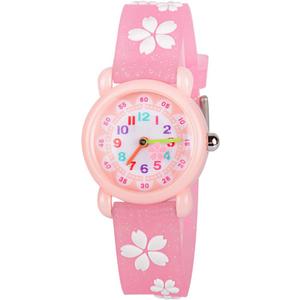 Venhoo Kids Watches 3D Cute Cartoon Waterproof Silicone Children Toddler Wrist Watches Time Teacher Gifts for 3-10 Ages Girls Boys Little Child (Sakura)