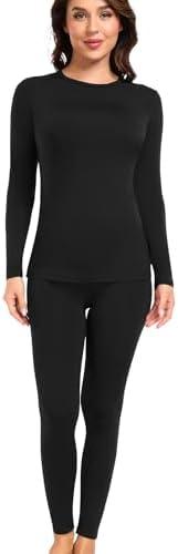 wirarpa Women's Fleece Lined Thermal Underwear Set Long Johns Base Layer Set for Women Winter Top Bottom, M