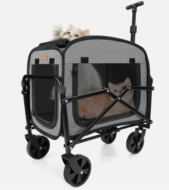 Lekereise Extra Large Pet Carrier with Wheels – Soft-Sided Foldable Rolling Cat
