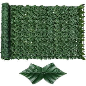 Artificial Ivy Privacy Fence Screen,48" X 118" UV-Anti Fake Leaves Plant Vine,Privacy Hedges Wall for Indoor Outdoor Garden Backyard Decor,Color Printing Green Perilla Leaves