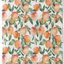 Peach Blanket 50×60 Inch,Elegant Watercolor Fruit Lightweight Flannel Throw with Green Leaves on White Background,Summer Farmhouse Home Picnic Decor,Gifts for Girls,Women