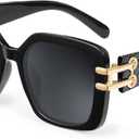 JM Vintage Oversized Square Polarized Sunglasses for WomenRetro Luxury Big Large Sun Glasses UV400 (Black)