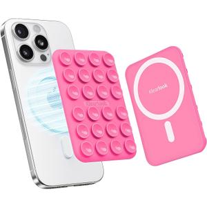 Klearlook Magnetic Suction Phone Mount for MagSafe Case, Removable Sticky Phone Grip Holder for Hands-Free Makeup/Selfie/Live Streaming/Vlog for TikTok & Instagram Influencer/Creator, Hot Pink