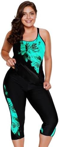 LALAGEN Womens Plus Size Swimsuits 2025 Modest Rash Guard Capris Tankini Bathing Suits Two Piece Bathing Suit Swimwear (X-Large)