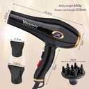 VAGARY Hair Dryer with Diffuser Concentrator, 2200W Professional Salon Ionic Blow Dryer for Frizz Free Smooth Hair, Featuring 2 Speeds and 2 Heat Settings, Cool Shot ButtonGold
