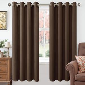 YoungsTex Brown Velvet Curtains 72 Inch Length 2 Panels for Living Room, Thermal Insulated Blackout Drapes with Grommet Privacy for Bedroom, 2 Panels, 52 X 72 Inch