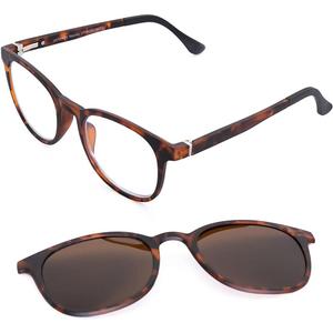 VITENZI Progressive Reading Glasses for Women Men Blue Light Blocking Lenses - Includes Magnetic Sunglasses Clip On Naples (Tortoise)
