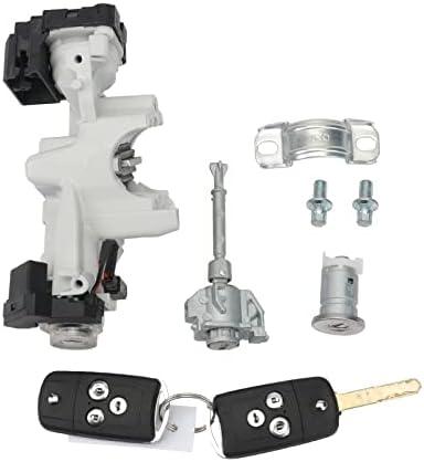 Ignition Switch Left Door Lock Cylinder Steering Starter Housing Fuel Cap 3-Button Key Shell, Complete Lock Set for Honda Civic 2012 2013 2014 72185-TR0-A01 ZPZPHOM