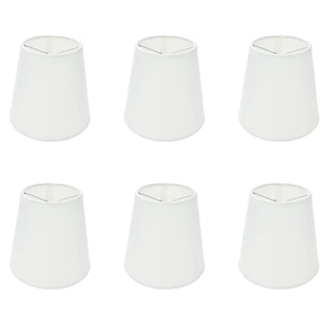 6Pcs Handmade Chandelier Shades,Linen Clip On Lamp Shades,Small Lamp Shades Set of 6 for Chandelier Lampshade,Beige White