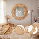Sintuff Boho Wall Mirror Decorative, Handwoven Water Hyacinth, 24 Inch