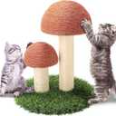 PowerKing Mushroom Cat Scratching Post, 15 x12 Inches Claw Scratching Post for Kitty, Natural Sisal Cat Scratchers Pole, Cat Interactive Toys, Cat Tree Tower (Brown)