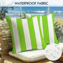Pack of 2, Waterproof Pillow Covers Outdoor Throw Pillowcases Decorative Garden Cushion Case for Home Garden Patio Couch Balcony Striped 18 x 18 inch/45x45cm Green & White