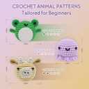 Auoinge Crochet Kit for Beginners Kids, Learn to Crochet Kits for Starters with Step-by-Step Video Tutorials, Knitting Kit for Adults, Amigurumi Family - Octopus Cow Frog (3 Pack)
