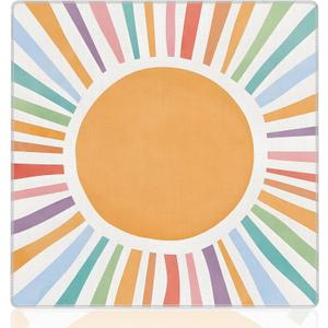 Boho Sun Mahjong Mat for Table 31.5 X 31.5 in, Gifts for Mahjong Players, Watercolor Boho Colorful Sunshine Anti-Slip Table Cover Tablecloth for Poker Board Card Tile Game Dominoes