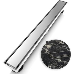 WEBANG 24 Inch Linear Shower Drain Rectangular Floor Drain with Accessories Reversible 2-in-1 Cover Tile Insert Grate Removable SUS304 Stainless Steel CUPC Certified Brushed