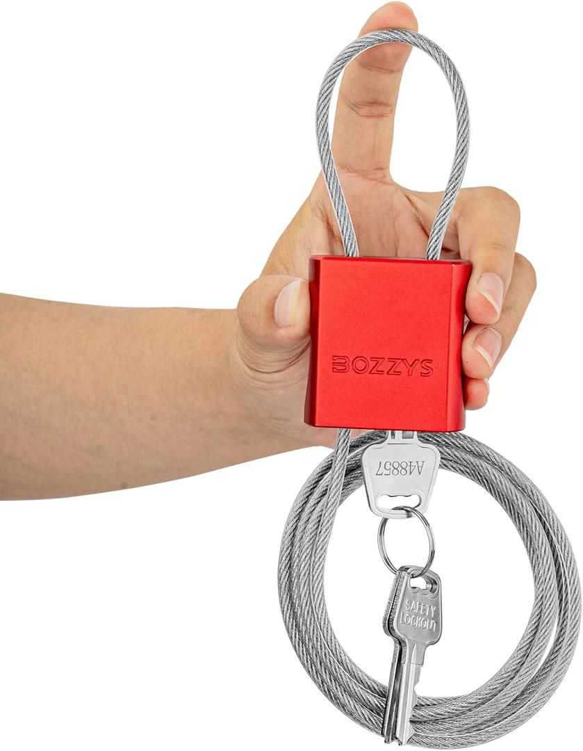 Cable Lock with 3 Keys | L 6.56ft(2m),D 1/6in(4mm) Adjustable Steel Cable Padlock | Aluminum Locks for Bikes, Gate, Lockers & Outdoor Gear | Weatherproof & Red