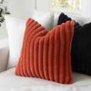 MIULEE Faux Fur Decorative Throw Pillow Covers 18x18 Inch Set of 2, French Modern Art Home Decor Soft Plush Couch Pillows Cozy Fluffy Cushion Covers for Sofa Bed Black