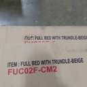 Upholstered Full Size Daybed with Trundle for Bedroom Guest Room Living Room,Solid Wood Bed Frame w/Twin Trundle, No Box Spring Needed,(Beige)