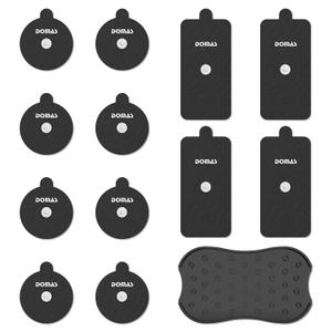 DOMAS TENS Electrode Pads (Compatible with PowerDot 2.0 Cable Connector), 12-Pad Set with Pad Holder, Reusable 2.1" Round & 2" x 4" Rectangular