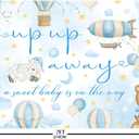 7x5ft Up Up and Away Baby Shower Backdrop A Baby is On The Way Photography Background Blue Hot Air Balloon Travel Begins Adventure Awaits Baby Shower Party Banner Photo Supplies Studio Props