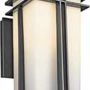 Kichler Tremillo 14.25" Outdoor Wall Lightin Black, 1-Light Exterior Wall Sconce Porch Light with Satin Etched Cased Opal Glass, (14.25" H x 7" W), 49201BK