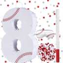Baseball Birthday Decorations, Baseball Number 8 Piata with Blindfold Stick Blindfold Confetti for Baseball Pinata Sports Theme 8th Birthday Party Supplies (8TH)