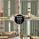OWENIE Sally Sage Green Blackout Curtains for Bedroom 63 Inch Length 2 Panels Set, Solid Thermal Insulated Room Darkening Rod Pocket Privacy Window Treatment Curtains Drapes, W40 x L63 Inch