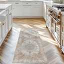 jinchan Runner Rug 2x5 Washable Hallway Rug Vintage Distressed Runner Indoor Thin Traditional Floral Mat Lightweight Non Slip Carpet for Kitchen Bathroom Laundry Room Bedroom Living Room Taupe