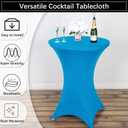 2 Pack Steel Blue Spandex Cocktail Table Covers 32x43 Inch, Stretch Round Cocktail Tablecloth, Fitted Highboy Table Cover Cloth for Wedding, Party, Banquet, Event