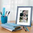 8x10 Hanging Picture Frames,Solid Wood,Not Glass,Display Pictures 4x6,5x7 with Mat or 8x10 Without Mat,Stable Sturdy Picture Frame Set for Wall Mounting or Tabletop (Blue,8x10,Set of 4)