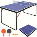 Portable Ping Pong Table 4.5FT/6FT/9FT Foldable Compact Space-Saving Design, Multi-Use Table Tennis Table for Kids Teens Adults Indoor/Outdoor Game