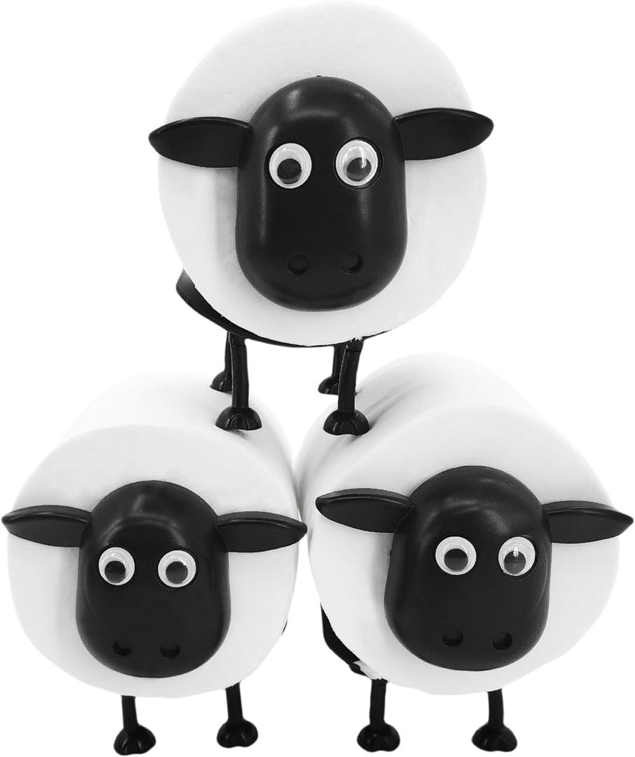 3-Pack Sheep Toilet Paper Roll Holder Set, Box Packaging - Cute Bathroom Organizer with Adorable Design