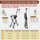 Four-Legged Cane with Seat, Unisex Cane with Seat Folding Lightweight, Adjustable Anti-Slip Cane Chair, Walking Cane with Seat Suitable for Men, Women, Adults and Seniors