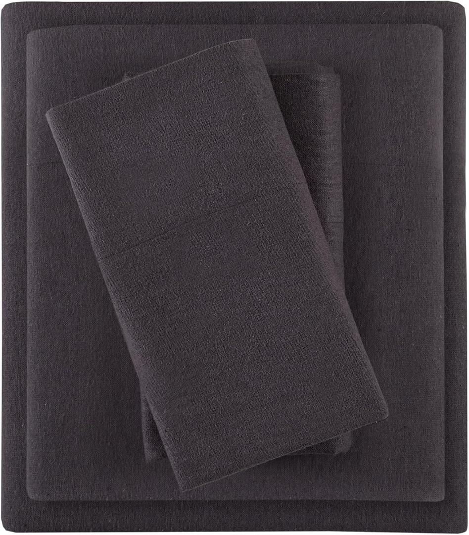 Comfort Spaces Cotton Flannel Sheets Queen Size, Ultra Soft Flannel Sheet Set with 14" Elastic Pocket Fits up to 16" Mattress, Breathable Warm Flannel Bedding, Dark Grey 4 Piece