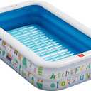 QPAU Kiddie Pool  65" x 39" Inflatable Pool for Kids & Toddlers, Ball Pit & Baby Pool with Soft Floor, Educational Alphabet & Number, Durable Outdoor Play Toys for Backyard & Indoor Fun (Blue)