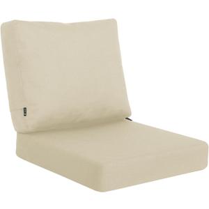 Favoyard Deep Seat Patio Cushions 24  24 inch Rainproof & Fadeness Furniture Cushion Set for Outdoor Chair Couch with Polyester-linen Fabric & Removable Cover, Hidden Zipper and Adjustment Staps (Beige)