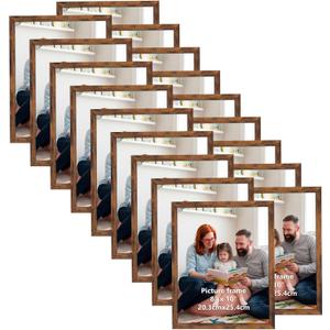 Giftgarden 8x10 Picture Frame Set of 18, Lightweight 8 by 10 Frames Bulk for Gallery Wall Photo Hanging and Tabletop Display, Rustic Brown