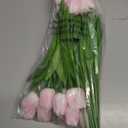 Kisflower 30Pcs Latex Tulips Real Touch Pink Artificial Flowers Fake Tulips Arrangement Bouquet for Home Office Wedding Decor (Pink)