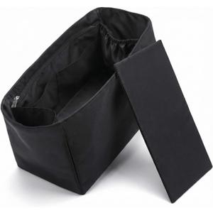 Purse Organizer Nylon Water-Repellent Insert With Zipper Bag and Base Shaper for Neverfull Speedy Tote (Black, X-Large)