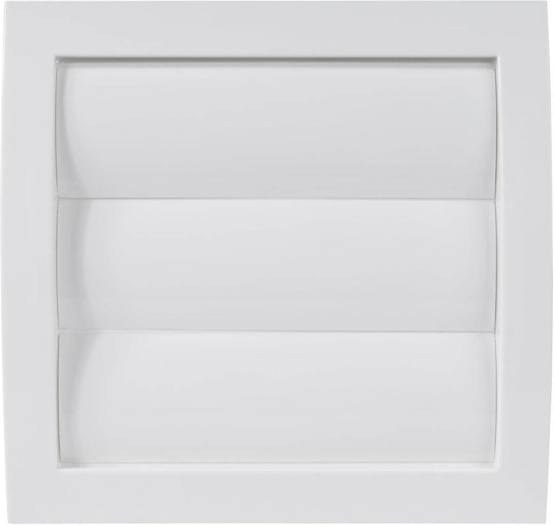 Vent Systems 4'' Inch White Air Vent Cover, Dryer Vents and Bathroom Exhaust Vent Pipe, Louvered Outdoor Dryer Vent Cover Opening Flap Vent, Keeps Out Insects, Birds and Rodents