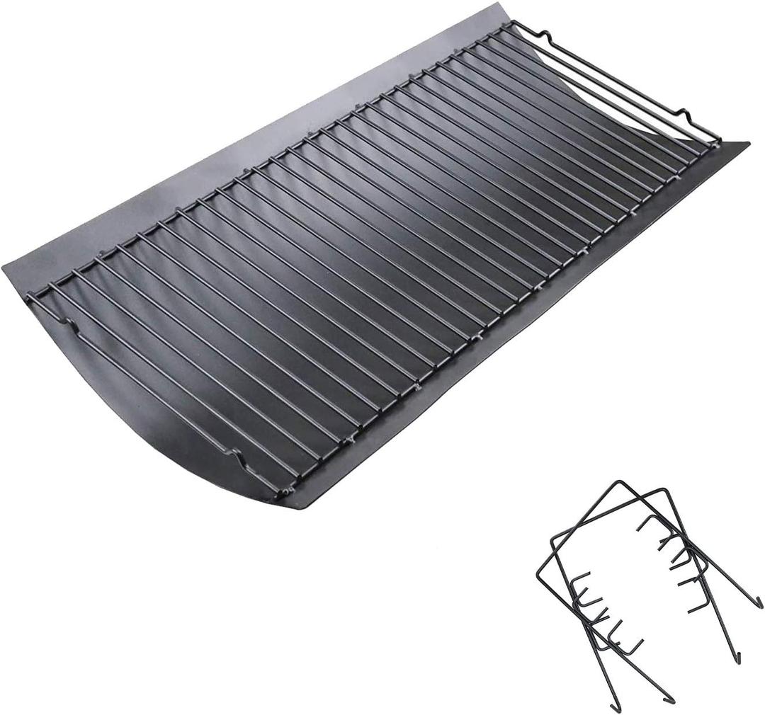 Uniflasy 27 Inches Ash Pan/Ash Grate for Chargriller 1224, 1324, 2121, 2222, 2727, 2828, 2929 Charcoal Grills, Charbroil 17302056 Grill Grates Replacement Part with 2pcs Fire Grate Hanger