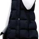 Tanming Women's Long Puffer Vest Casual Sleeveless Puffy Jacket with Removable Hood (Black-M)